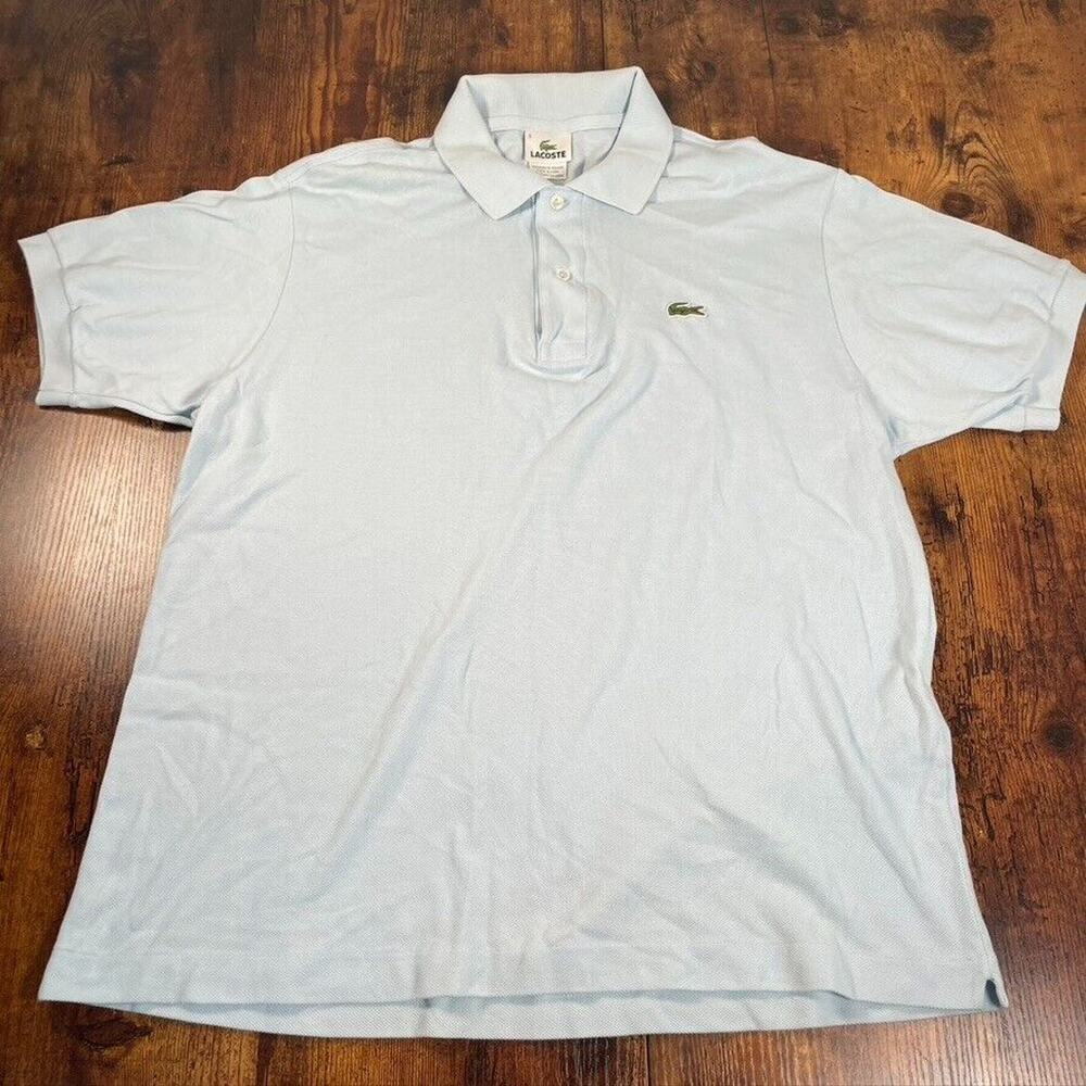 Lacoste Shirt Mens Large 5 Polo Light Blue Button Up Short Sleeve Collard Tee41